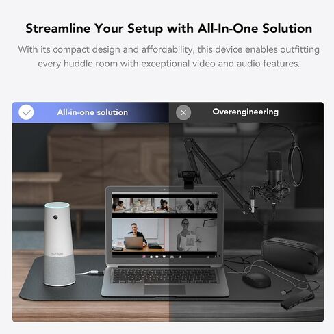 NUROUM C20 HD Video Conference Webcam with Microphone and Speaker | 4 Noise Cancelling MEMS Mics, 2MP CMOS Sensor, 100° FOV, 13ft Voice Pickup, Plug and Play, Broad Compatibility in Saudi Arabia