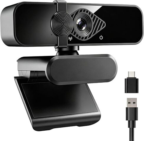 4K Webcam with USB C Adapter Privacy Cover Microphone for PC Mac Laptop | 4K UHD for Zoom/Teams. Privacy shutter, 1-sec close. Noise-canceling mic. USB-C/USB-A plug & play. Works with PC/Mac/ apps. in Saudi Arabia