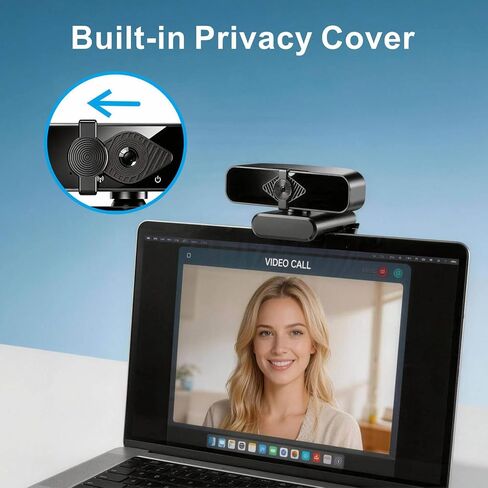 4K Webcam with USB C Adapter Privacy Cover Microphone for PC Mac Laptop | 4K UHD for Zoom/Teams. Privacy shutter, 1-sec close. Noise-canceling mic. USB-C/USB-A plug & play. Works with PC/Mac/ apps. in Saudi Arabia