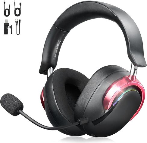 Wireless Gaming Headset with Mic Over Ear Headphones for PC,Xbox,PS5,Switch | 7.1 Surround Sound,50mm Drivers,Aluminum Frame,Noise Cancelling,RGB,Soft Ear Pads,Multi Platform Headset for Laptop Phone Mac in Saudi Arabia