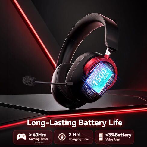 Wireless Gaming Headset with Mic Over Ear Headphones for PC,Xbox,PS5,Switch | 7.1 Surround Sound,50mm Drivers,Aluminum Frame,Noise Cancelling,RGB,Soft Ear Pads,Multi Platform Headset for Laptop Phone Mac in Saudi Arabia