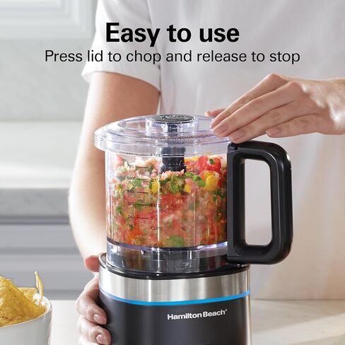 Hamilton Beach Powerful Cordless Mini Food Processor & Vegetable Chopper | 4 Cup Capacity | Fast Recharging, Includes Power Adapter | Chop, Puree, Emulsify, Grind Anywhere | Dishwasher Safe | Black in Saudi Arabia