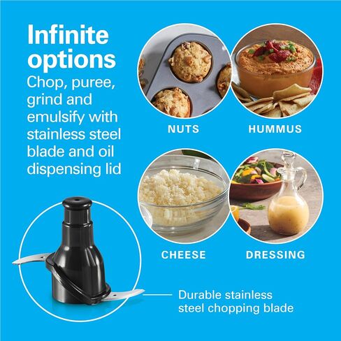 Hamilton Beach Powerful Cordless Mini Food Processor & Vegetable Chopper | 4 Cup Capacity | Fast Recharging, Includes Power Adapter | Chop, Puree, Emulsify, Grind Anywhere | Dishwasher Safe | Black in Saudi Arabia