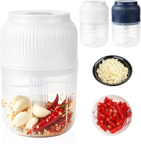 Electric Garlic Chopper, Mini Portable Veggie Chopper Garlic Grinder Masher Onion Chopper, Rechargeable Cordless Food Processor & Food Chopper for Garlic Onion Ginger Chili Vegetables, 400ml (Blue) in Saudi Arabia