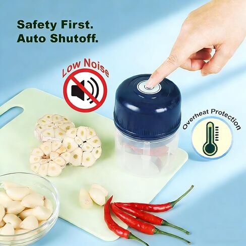 350ML Electric Garlic Chopper, Mini Portable Veggie Chopper, Onion Grinder, Blender to Vegetable, 6 bladesdes, for Ginger, Chili, Fruit, etc.10s can automatic and evenly chop/mince/blend in Kuwait