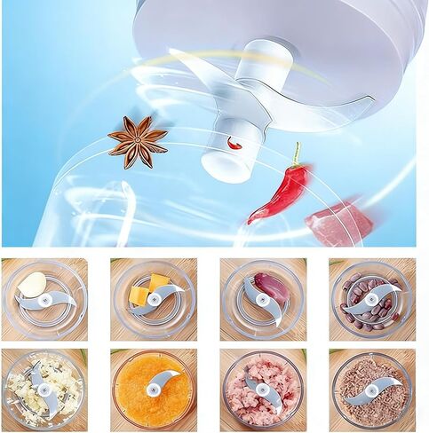 350ML Electric Garlic Chopper, Mini Portable Veggie Chopper, Onion Grinder, Blender to Vegetable, 6 bladesdes, for Ginger, Chili, Fruit, etc.10s can automatic and evenly chop/mince/blend in Kuwait
