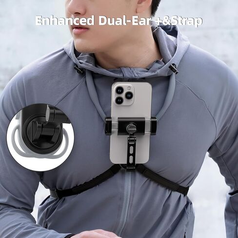 TELESIN Neck Phone Holder POV/Vlog Neck Mount for Phones with Phone Clip | Hands Free Phone Neck Holder w Chest Strap Neck Selfie Mount Video Recording for iPhone Samsung Google Pixel and All Phones in Kuwait