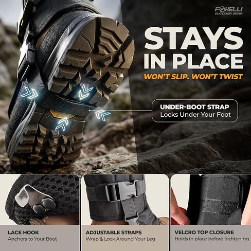 Foxelli Snake Gaiters للرجال والنساء، واقي ساق متين لحماية الأفعى | حماية قابلة للتعديل للساق السفلية للصيد والمشي لمسافات طويلة وأعمال المزرعة والخارج القوي in Kuwait
