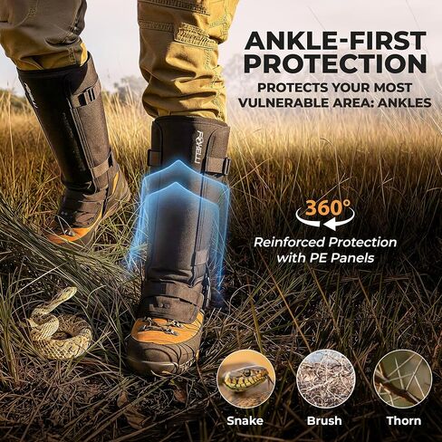 Foxelli Snake Gaiters للرجال والنساء، واقي ساق متين لحماية الأفعى | حماية قابلة للتعديل للساق السفلية للصيد والمشي لمسافات طويلة وأعمال المزرعة والخارج القوي in Kuwait