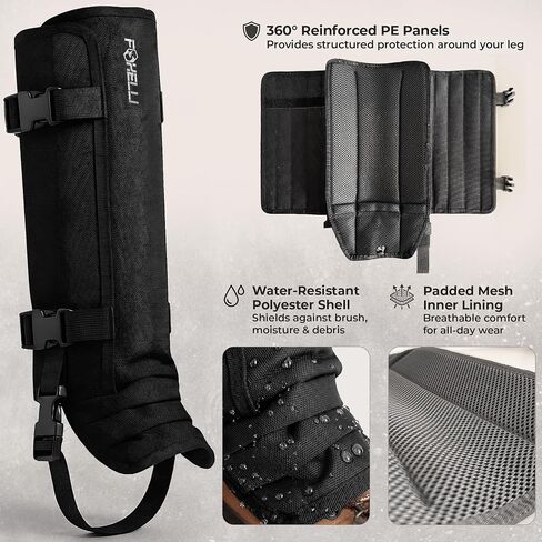 Foxelli Snake Gaiters للرجال والنساء، واقي ساق متين لحماية الأفعى | حماية قابلة للتعديل للساق السفلية للصيد والمشي لمسافات طويلة وأعمال المزرعة والخارج القوي in Kuwait