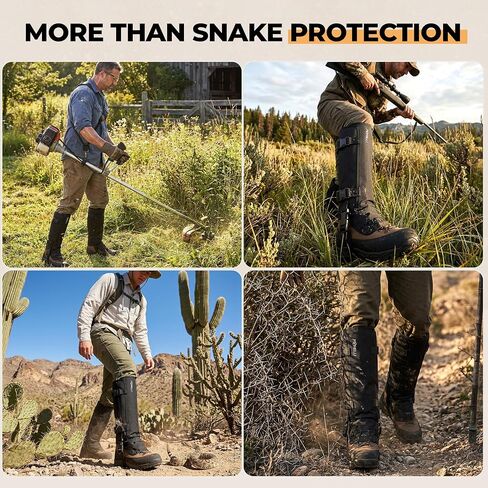 Foxelli Snake Gaiters للرجال والنساء، واقي ساق متين لحماية الأفعى | حماية قابلة للتعديل للساق السفلية للصيد والمشي لمسافات طويلة وأعمال المزرعة والخارج القوي in Kuwait