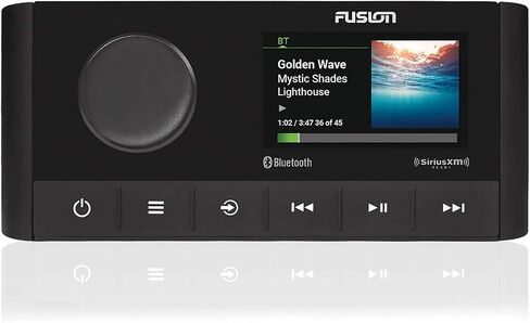 فيوجن MS-RA210 Marine AM/FM/BT/NEMA2000/Sirius XM جاهز ستيريو مع زوجين من الأصوات الرطبة Recon 6-S RGB عالية الإخراج 6.5 بوصة RGB إضاءة مكبرات صوت بحرية محورية، شواية فضية in Kuwait
