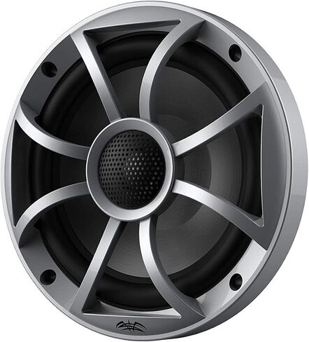 فيوجن MS-RA210 Marine AM/FM/BT/NEMA2000/Sirius XM جاهز ستيريو مع زوجين من الأصوات الرطبة Recon 6-S RGB عالية الإخراج 6.5 بوصة RGB إضاءة مكبرات صوت بحرية محورية، شواية فضية in Kuwait