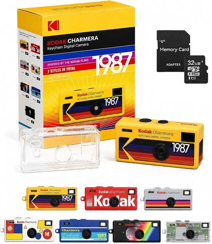Kodak Charmera Keychain Digital Camera Random Style Blind Box 3 Pack | Bundle includes a Sturdy Tiger Crystal Clear Protective Case, 32GB Micro SD Card, Adapter & Camera Strap in Saudi Arabia