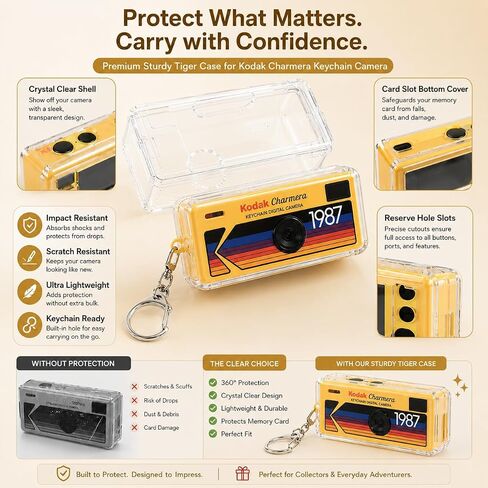 Kodak Charmera Keychain Digital Camera Random Style Blind Box 3 Pack | Bundle includes a Sturdy Tiger Crystal Clear Protective Case, 32GB Micro SD Card, Adapter & Camera Strap in Saudi Arabia