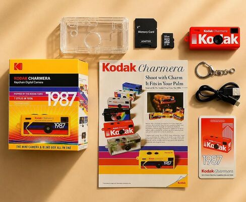 Kodak Charmera Keychain Digital Camera Random Style Blind Box 3 Pack | Bundle includes a Sturdy Tiger Crystal Clear Protective Case, 32GB Micro SD Card, Adapter & Camera Strap in Saudi Arabia