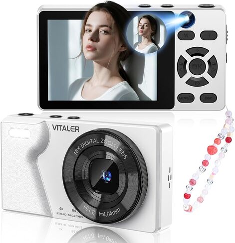 4K Digital Camera with Front Rear Lens, Autofocus 64MP,NO Card, Metal Shell in Kuwait