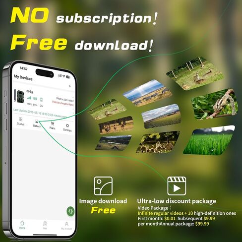 Cellular Trail Camera 4G LTE – Free Photo Transfer to App (No Subscription)，1296P HD Video, 60MP, Low-Glow IR Night Vision, Fast Trigger, Long Battery Life, 32GB SD – for Wildlife & Property Security | Free Photo Transfer to App( No Subscription) 1296P HD in Saudi Arabia
