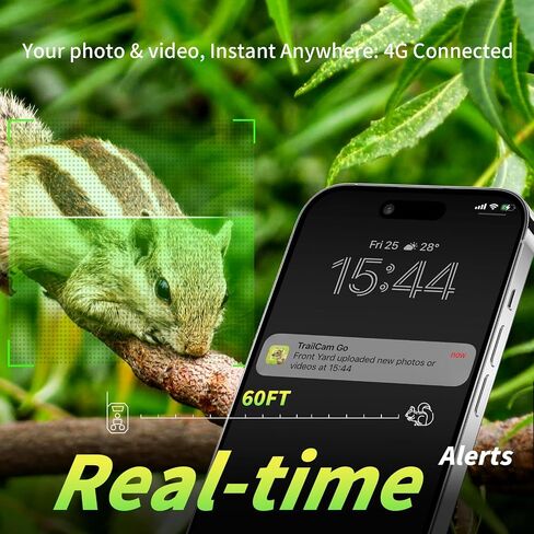 Cellular Trail Camera 4G LTE – Free Photo Transfer to App (No Subscription)，1296P HD Video, 60MP, Low-Glow IR Night Vision, Fast Trigger, Long Battery Life, 32GB SD – for Wildlife & Property Security | Free Photo Transfer to App( No Subscription) 1296P HD in Saudi Arabia