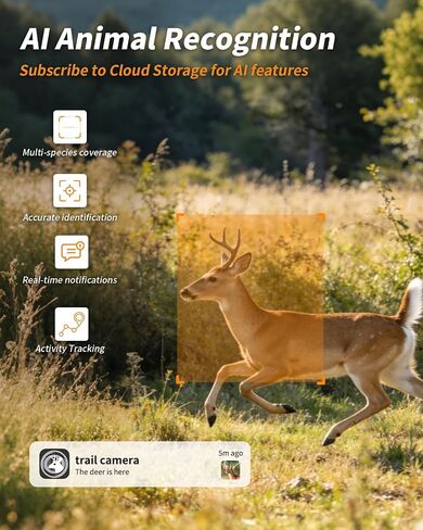 Loatos Trail Camera, Cellular Trail Camera with AI Animal Detection, Game Camera Built-in SIM Card 4G Unlimited Data Plan 2K Live View Game Cameras with Night Vision Motion Activated Waterproof IP66 in Saudi Arabia