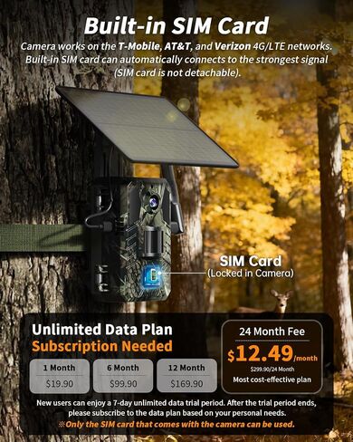 Loatos Trail Camera, Cellular Trail Camera with AI Animal Detection, Game Camera Built-in SIM Card 4G Unlimited Data Plan 2K Live View Game Cameras with Night Vision Motion Activated Waterproof IP66 in Saudi Arabia