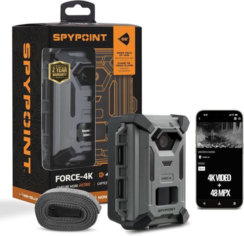 SPYPOINT FORCE-4K Trail Camera, 4K Video 48MP, Non-Cellular, Low-Glow LEDs Night Vision, 0.4s Trigger, 110 ft Motion Detection for Wildlife Monitoring and Hunting | 4K Video with Sound, 48MP Photos, 110 Ft Detection and Flash, 66 Degree FOV, Low-Glow Ir,  in Saudi Arabia