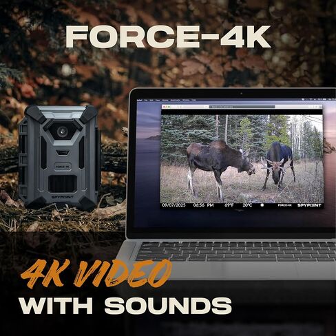 SPYPOINT FORCE-4K Trail Camera, 4K Video 48MP, Non-Cellular, Low-Glow LEDs Night Vision, 0.4s Trigger, 110 ft Motion Detection for Wildlife Monitoring and Hunting | 4K Video with Sound, 48MP Photos, 110 Ft Detection and Flash, 66 Degree FOV, Low-Glow Ir,  in Saudi Arabia