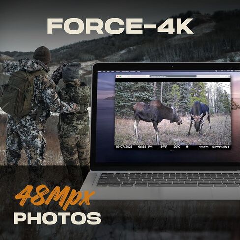 SPYPOINT FORCE-4K Trail Camera, 4K Video 48MP, Non-Cellular, Low-Glow LEDs Night Vision, 0.4s Trigger, 110 ft Motion Detection for Wildlife Monitoring and Hunting | 4K Video with Sound, 48MP Photos, 110 Ft Detection and Flash, 66 Degree FOV, Low-Glow Ir,  in Saudi Arabia