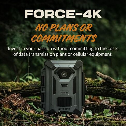 SPYPOINT FORCE-4K Trail Camera, 4K Video 48MP, Non-Cellular, Low-Glow LEDs Night Vision, 0.4s Trigger, 110 ft Motion Detection for Wildlife Monitoring and Hunting | 4K Video with Sound, 48MP Photos, 110 Ft Detection and Flash, 66 Degree FOV, Low-Glow Ir,  in Saudi Arabia