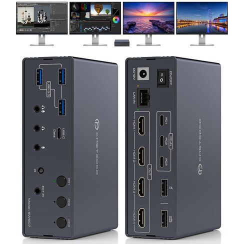 USB C KVM Switch Docking Station for 2 Montors 2 Laptops or MacBook with Displaylink,14-in-1 Thunderbolt Docking Station Support Extended/Copy Mode with 4K@60Hz HDMI and Displayport Dual Display Out in Saudi Arabia