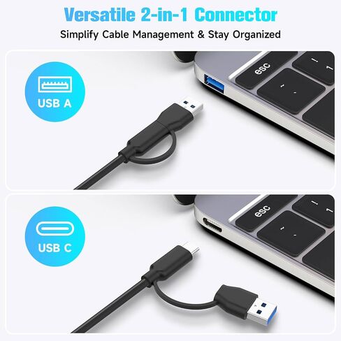 RSHTECH USB 3.2/USB C Switch 10Gbps 2 Computers Share 4 Devices, RSH-A201C | USB Switcher Selector with USB 3.2 Ports(2 USB-A+2 USB-C), 2 Cables and Controller for PC Laptop, No Video Output or Charging in Saudi Arabia