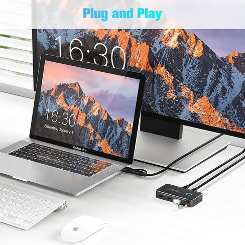 RSHTECH USB 3.2/USB C Switch 10Gbps 2 Computers Share 4 Devices, RSH-A201C | USB Switcher Selector with USB 3.2 Ports(2 USB-A+2 USB-C), 2 Cables and Controller for PC Laptop, No Video Output or Charging in Saudi Arabia
