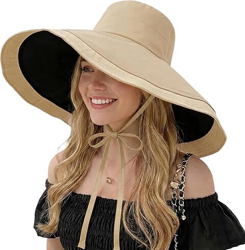 HUAMULAN المرأة الصيف عطلة واسعة حافة قبعة الشمس قبعات الصيد عكسها in Kuwait