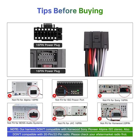 16-PIN Car Stereo Wiring Harness with Canbus Box for Toyota Camry RAV4 Corolla Tundra Highlander, Supports Original JBL Amplifier, Backup Camera, SWC, FM/AM Antenna Adapter, and USB in Kuwait