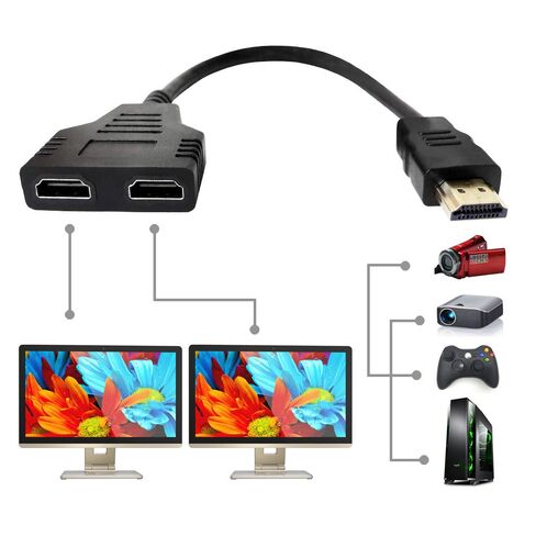Marmoin Hdmi Splitter 1 in 2 Out, Copy Same Content to 2 Screens Not Expand | HDMI Splitter 1080p 1x2 Cables Male to Dual Female for HDTV,Monitor,Projector, Only Mirror Two Same-Size TVs at The Same Time in Saudi Arabia