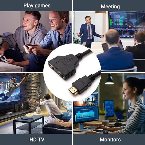 Marmoin Hdmi Splitter 1 in 2 Out, Copy Same Content to 2 Screens Not Expand | HDMI Splitter 1080p 1x2 Cables Male to Dual Female for HDTV,Monitor,Projector, Only Mirror Two Same-Size TVs at The Same Time in Saudi Arabia