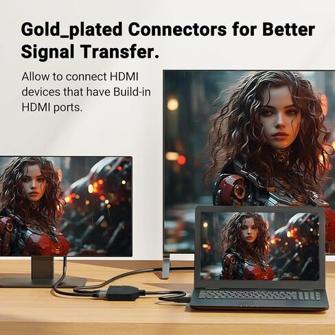 Marmoin Hdmi Splitter 1 in 2 Out, Copy Same Content to 2 Screens Not Expand | HDMI Splitter 1080p 1x2 Cables Male to Dual Female for HDTV,Monitor,Projector, Only Mirror Two Same-Size TVs at The Same Time in Saudi Arabia