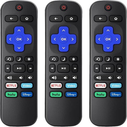 (3 Pack) Replacement Remote for Roku-TV-Remote, for TCL/Hisense/Onn Roku TV | Universal for Westinghouse/Philips/Sharp Roku TV Control, No Setup Required, 4 Streaming Shortcuts, ABS Material, 3 Backups in Saudi Arabia