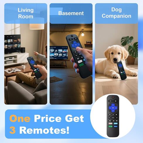 (3 Pack) Replacement Remote for Roku-TV-Remote, for TCL/Hisense/Onn Roku TV | Universal for Westinghouse/Philips/Sharp Roku TV Control, No Setup Required, 4 Streaming Shortcuts, ABS Material, 3 Backups in Saudi Arabia