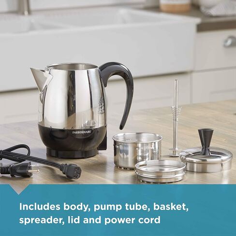 Farberware 4-Cup Stainless Steel Coffee Percolator, Automatic Keep Warm | Programmable 12-cup coffee maker with Auto Brew, washable filter and Sneak-A-Cup for fresh coffee. in Saudi Arabia