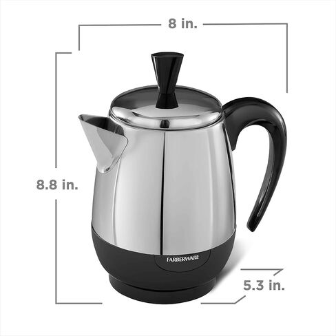 Farberware 4-Cup Stainless Steel Coffee Percolator, Automatic Keep Warm | Programmable 12-cup coffee maker with Auto Brew, washable filter and Sneak-A-Cup for fresh coffee. in Saudi Arabia