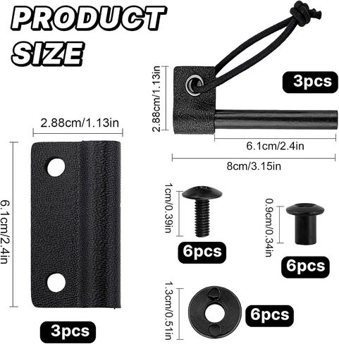 3 Sets Outdoor Fire Starter Kit with Magnesium Rod Holder, Fire Stick K Sheath & Ferro Rod, Camping Essentials Survival Kit for Bushcraft, Magnesium Fire Starter with Kydex Sheath in Saudi Arabia