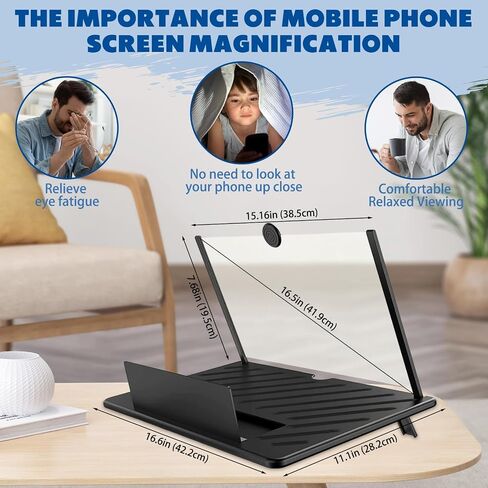 20" Screen Magnifier for Smartphone,3D HD Mobile Phone Magnifying Projector Screen Enlarger Expanders for Videos and Gaming–Foldable Phone Holder with Screen Amplifier,Gifts for Mom Dad &Family in Saudi Arabia