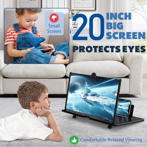 20" Screen Magnifier for Smartphone,3D HD Mobile Phone Magnifying Projector Screen Enlarger Expanders for Videos and Gaming–Foldable Phone Holder with Screen Amplifier,Gifts for Mom Dad &Family in Saudi Arabia