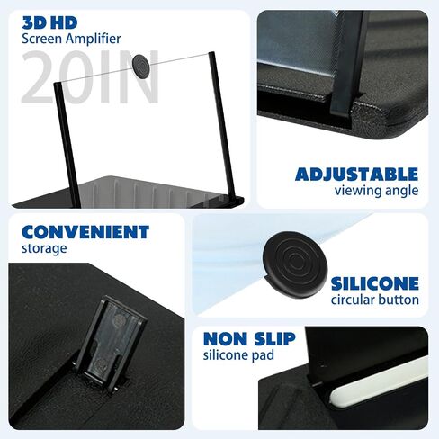 20" Screen Magnifier for Smartphone,3D HD Mobile Phone Magnifying Projector Screen Enlarger Expanders for Videos and Gaming–Foldable Phone Holder with Screen Amplifier,Gifts for Mom Dad &Family in Saudi Arabia