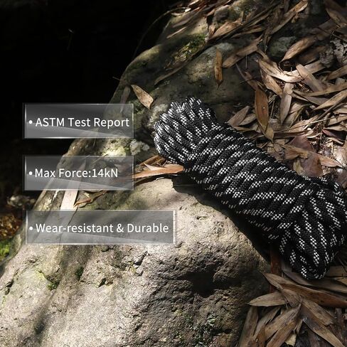 NewDoar Static Climbing Rope - 8mm (5/16c) / 10mm (3/8") Double Braid Accessory Cord for Rock,Hauling, Prusik, Survival - Pre-Cut 20FT, 50FT, 100FT, 165FT Lengths - Outdoor, Fire Rescue Equipment in Kuwait