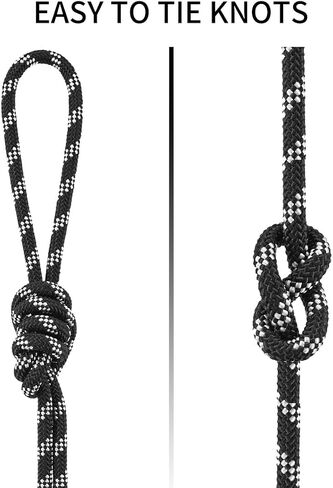 NewDoar Static Climbing Rope - 8mm (5/16c) / 10mm (3/8") Double Braid Accessory Cord for Rock,Hauling, Prusik, Survival - Pre-Cut 20FT, 50FT, 100FT, 165FT Lengths - Outdoor, Fire Rescue Equipment in Kuwait