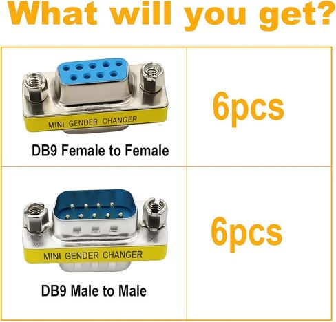 9 Pin RS-232 Adapter 12-Pack, DB9 Male to Male and Female to Female Serial Cable Gender Changer in Kuwait