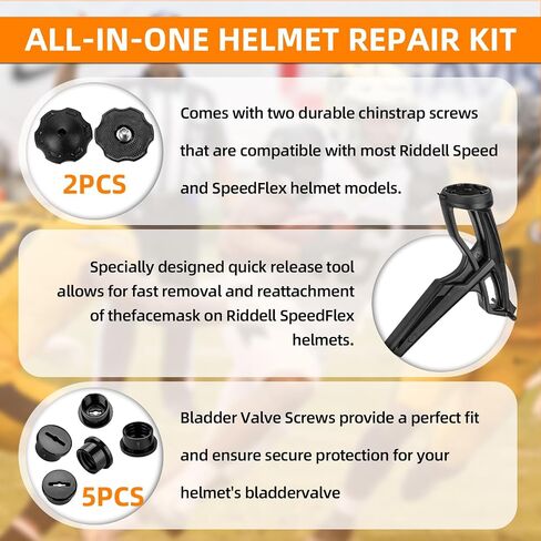 Football Helmet Quick Release Facemask Kit for Riddell SpeedFlex & Speed Helmet Helmet Repair Kit with 2 PCS Chinstrap Thumb Screws & 5 PCS Bladder Valve Screws,Repair Fits Youth & Adult Helmets in Saudi Arabia