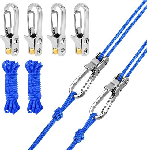 Rope Tie Tightening Tool - 6*Paracord Adjusters Roller and 4*10Ft Ropes Set | 35 Lbs Load Capacity Rope, 115 Lbs Load Stringht Tensioner Alloy Buckle Tie Down for Camping, Traps, Guy Lines, Outdoors Camp in Saudi Arabia